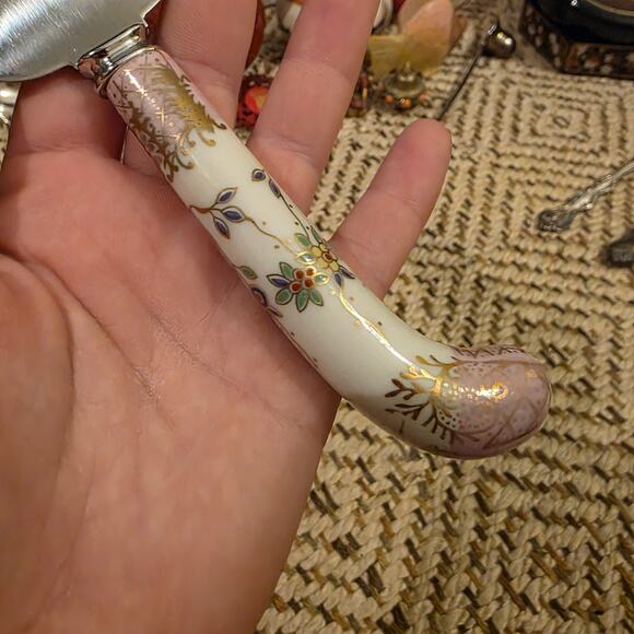 Vintage Prill Sheffield England Pie Cake Server Floral Purple Porcelain Handle. - Picture 10 of 16